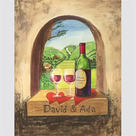 Italian Vineyard for Two - Watercolor Print with Custom Text for Anniversary - myDaVinci